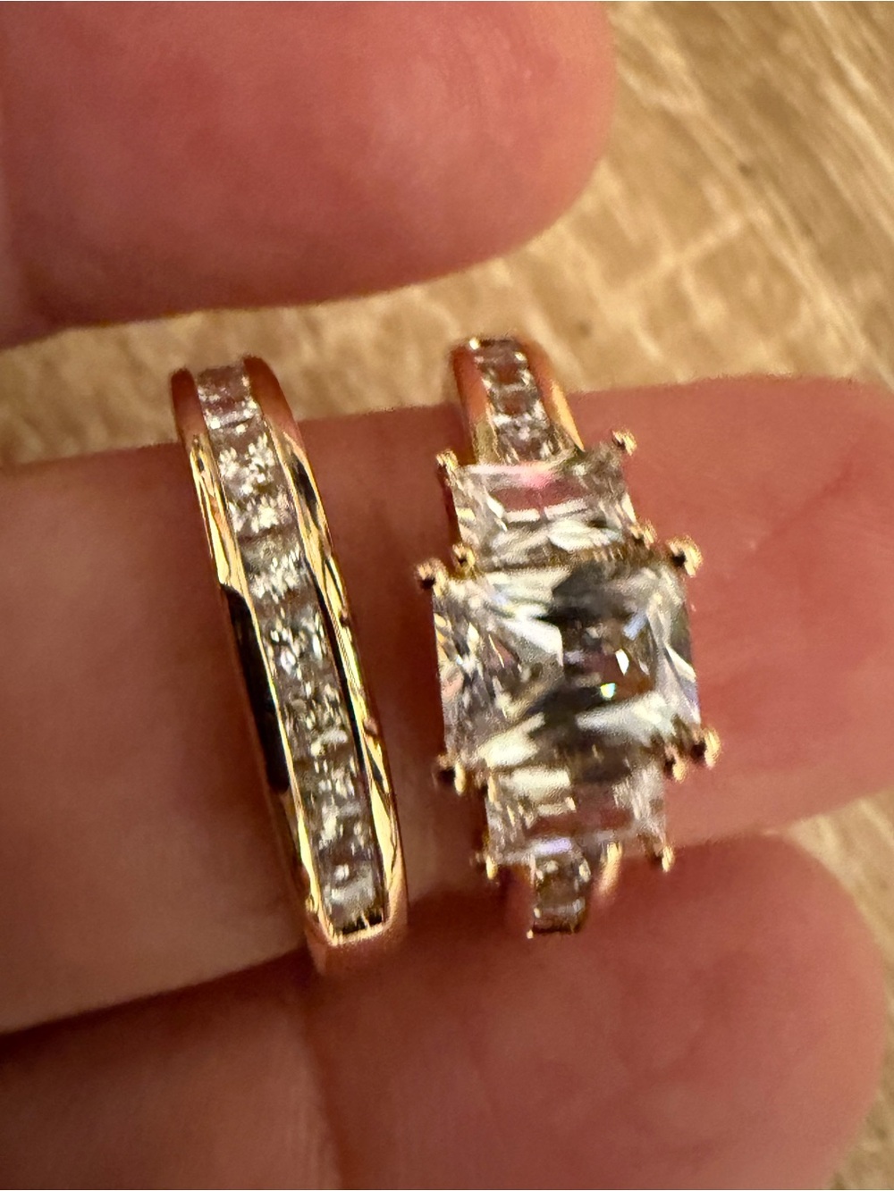 Gold-Tone Clear CZ Bridal Ring Set